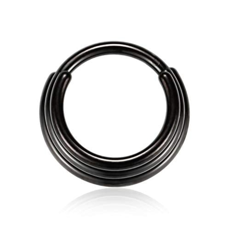 Triple Stack Black Hinged Ring 16g – 5/16″ diameter (8mm) Black Stainless