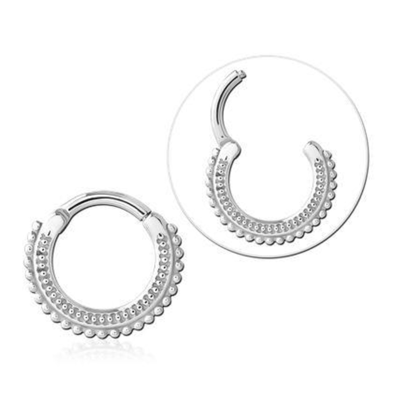 16g Beaded Stainless Hinged Ring 16g – 5/16″ diameter (8mm) Stainless Steel
