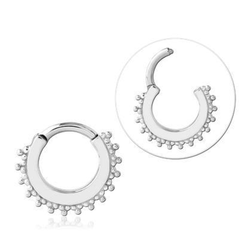 20g Beaded Stainless Hinged Ring 20g – 5/16″ diameter (8mm) Stainless Steel