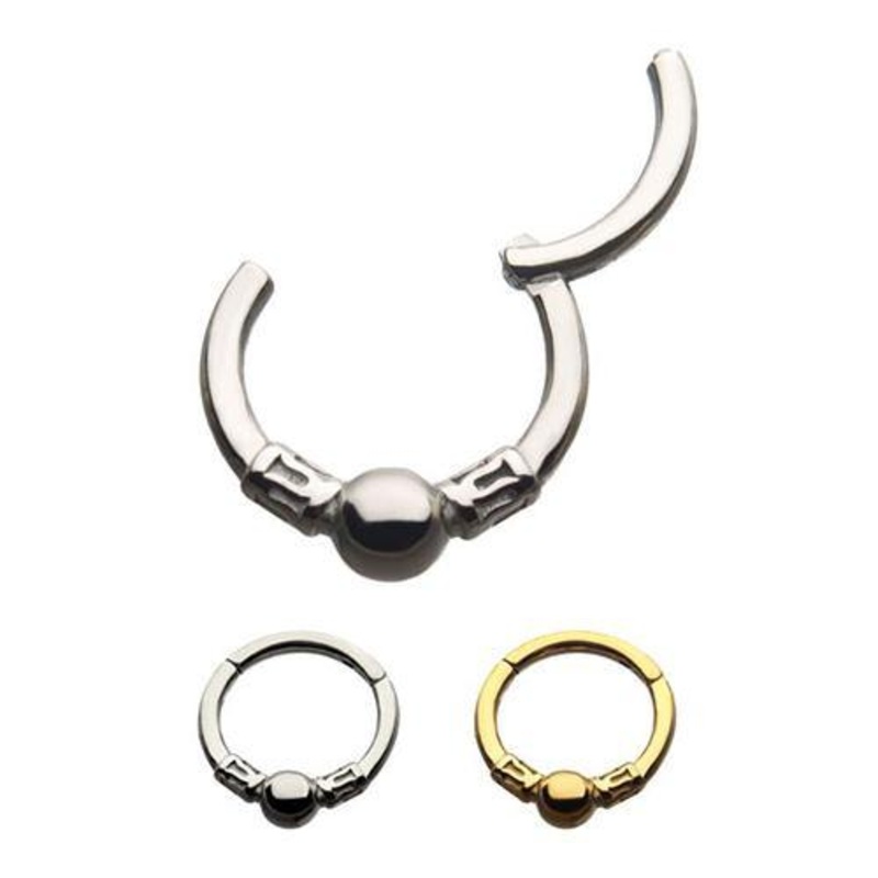 Bali Bead Hinged Segment Ring 16g – 5/16″ diameter (8mm) Gold Stainless