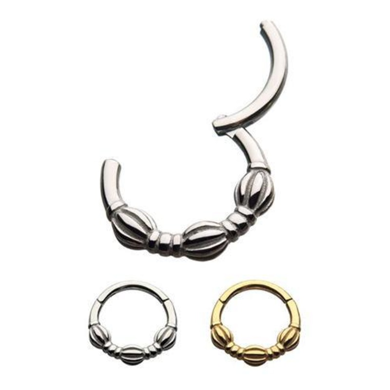 Bali Beaded Hinged Segment Ring 16g – 5/16″ diameter (8mm) Stainless Steel