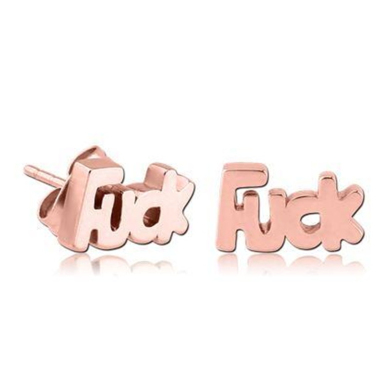 “Fuck” Rose Gold Stud Earrings 20 gauge Rose Gold Stainless Pair