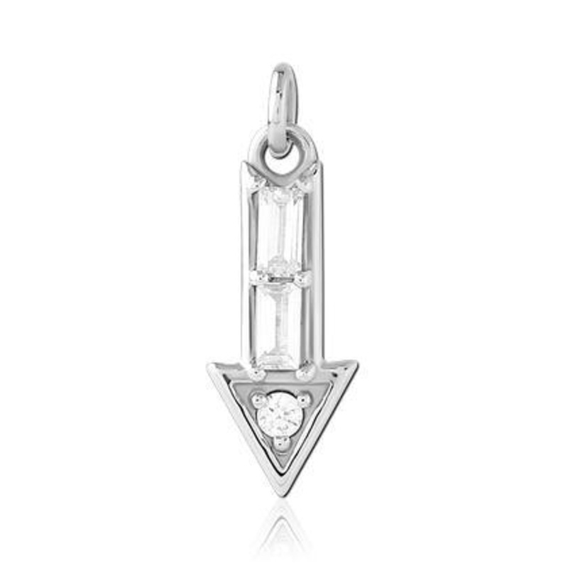 Stainless Arrow CZ Charm 16.7x7mm Clear Stainless Steel