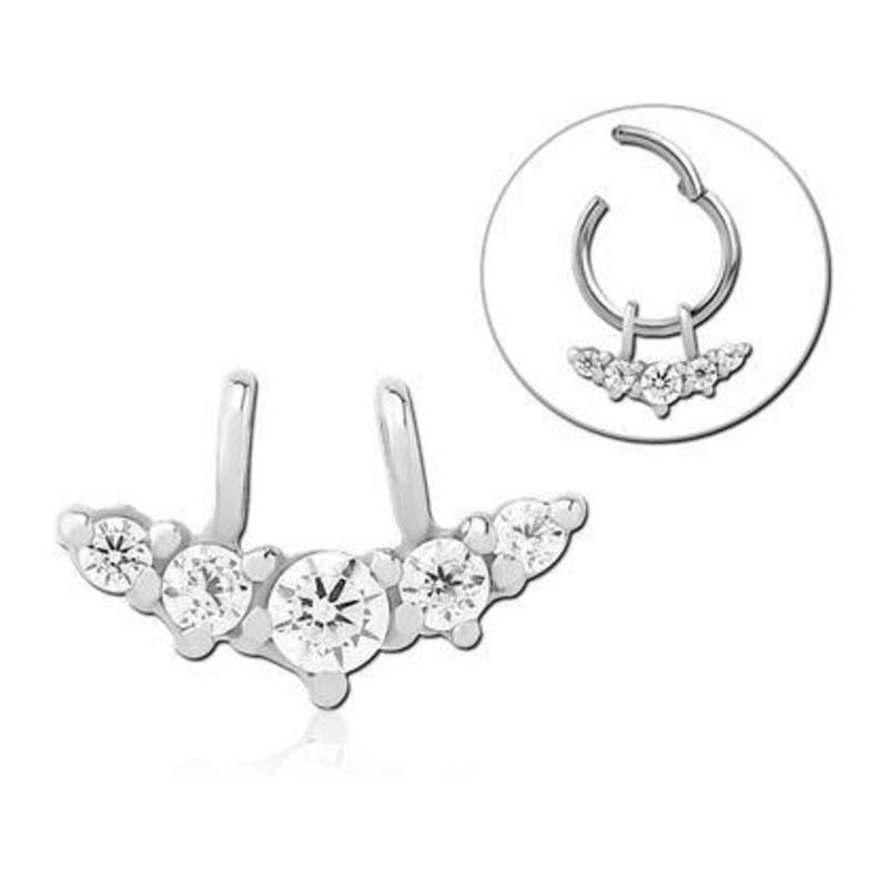 Stainless CZ Crown Ring Charm 8.5×5.2mm Clear Stainless Steel