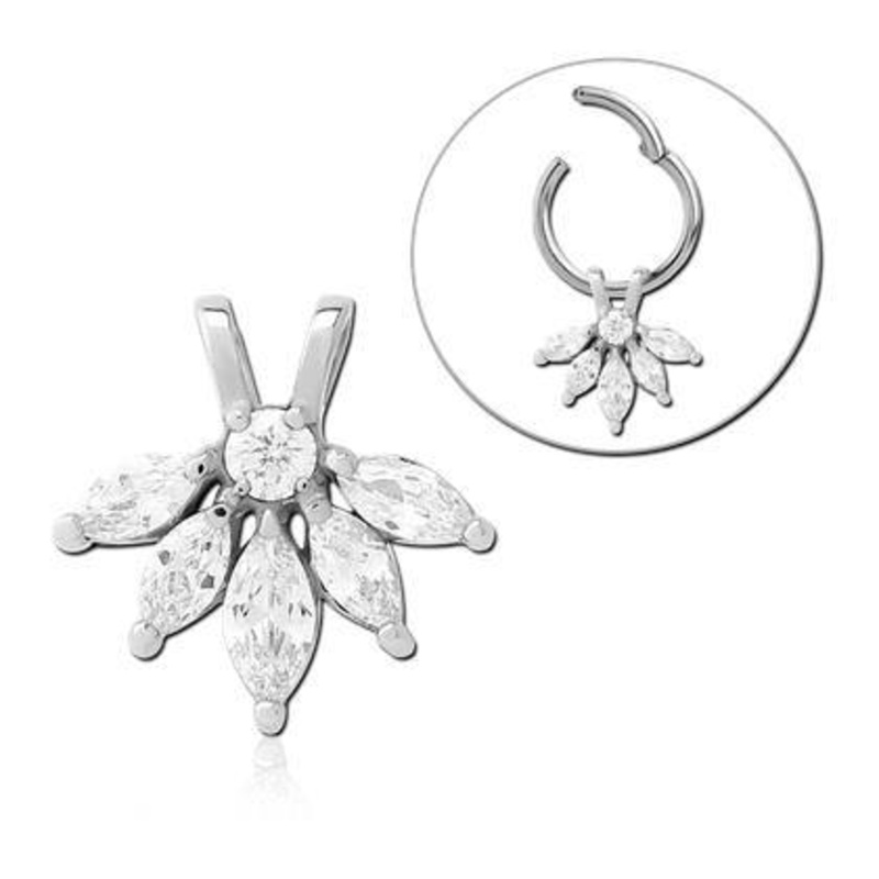 Stainless CZ Ring Charm 11.8x12mm Clear Stainless Steel
