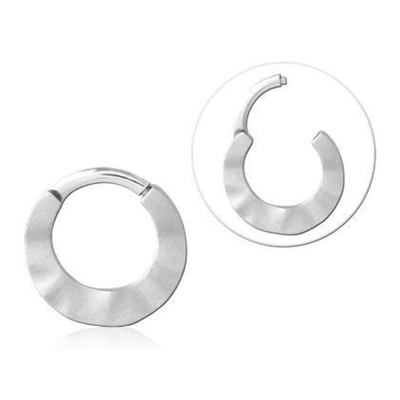 Wavy Matte Stainless Hinged Ring 16g – 5/16″ diameter (8mm) Stainless Steel