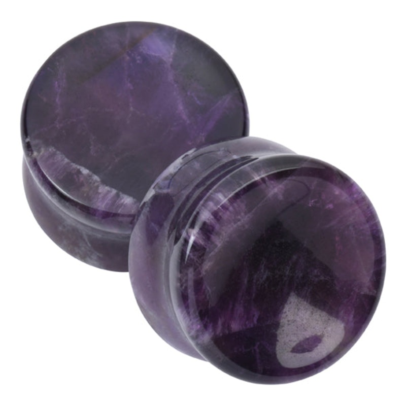 Amethyst Concave Plugs 2 gauge (6mm) Amethyst