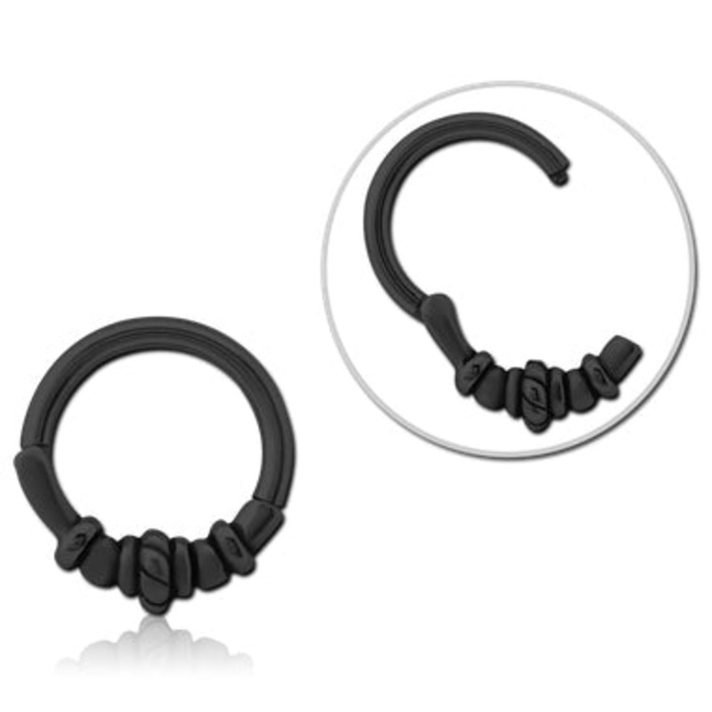 Bead & Rope Black Hinged Segment Ring 16g – 5/16″ diameter (8mm) Black Stainless
