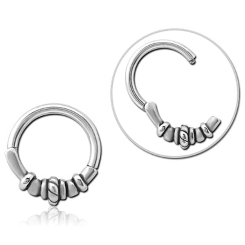 Bead & Rope Stainless Hinged Ring 16g – 5/16″ diameter (8mm) Stainless Steel