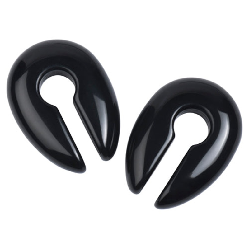 Black Obsidian Keyhole Ear Weights 2 gauge (6mm) Black Obsidian Pair