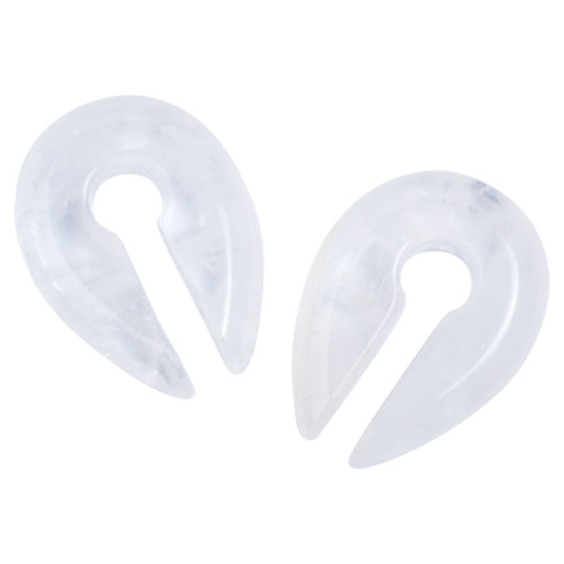 Clear Quartz Keyhole Ear Weights 2 gauge (6mm) Clear Quartz Pair