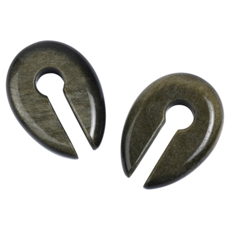 Golden Obsidian Keyhole Ear Weights 2 gauge (6mm) Golden Obsidian Pair