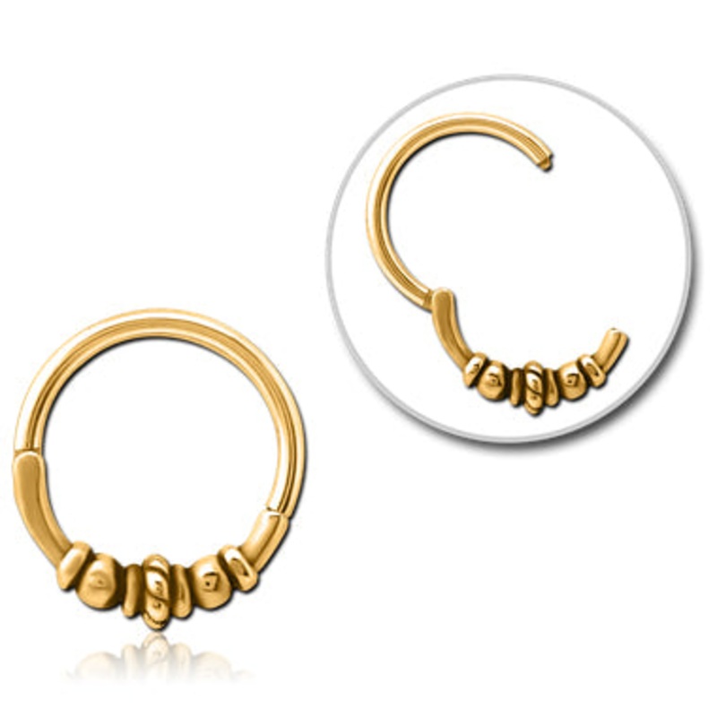 Rope & Bali Gold Hinged Segment Ring 16g – 5/16″ diameter (8mm) Gold Stainless