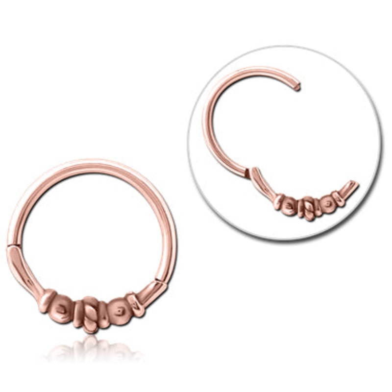 Rope & Bali Rose Gold Hinged Segment Ring 16g – 5/16″ diameter (8mm) Rose Gold Stainless