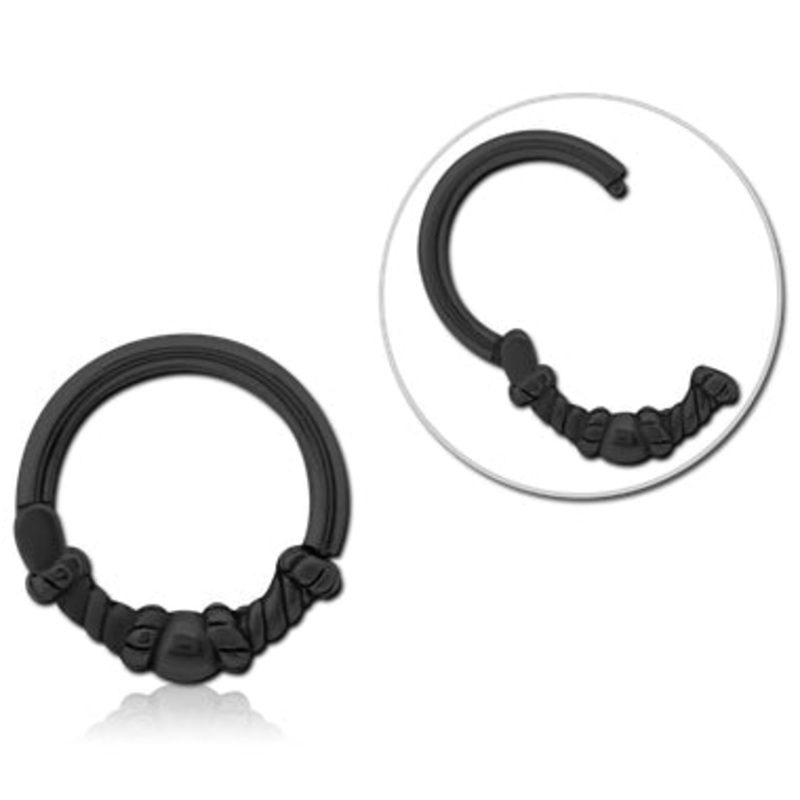 Rope & Ball Black Hinged Segment Ring 20g – 5/16″ diameter (8mm) Black Stainless