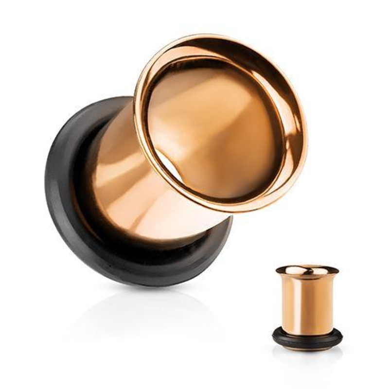 Single Flare Rose Gold Tunnels 10 gauge (2.5mm) Rose Gold Pair
