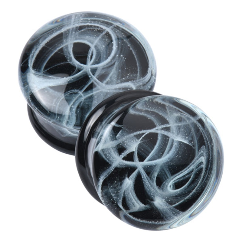 White Vapor Glass Plugs 2 gauge (6mm) White Pair