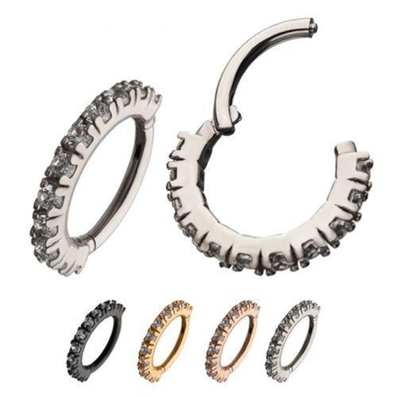 11-Prong CZ Hinged Segment Ring 16g – 5/16″ diameter (8mm) Clear Stainless Steel