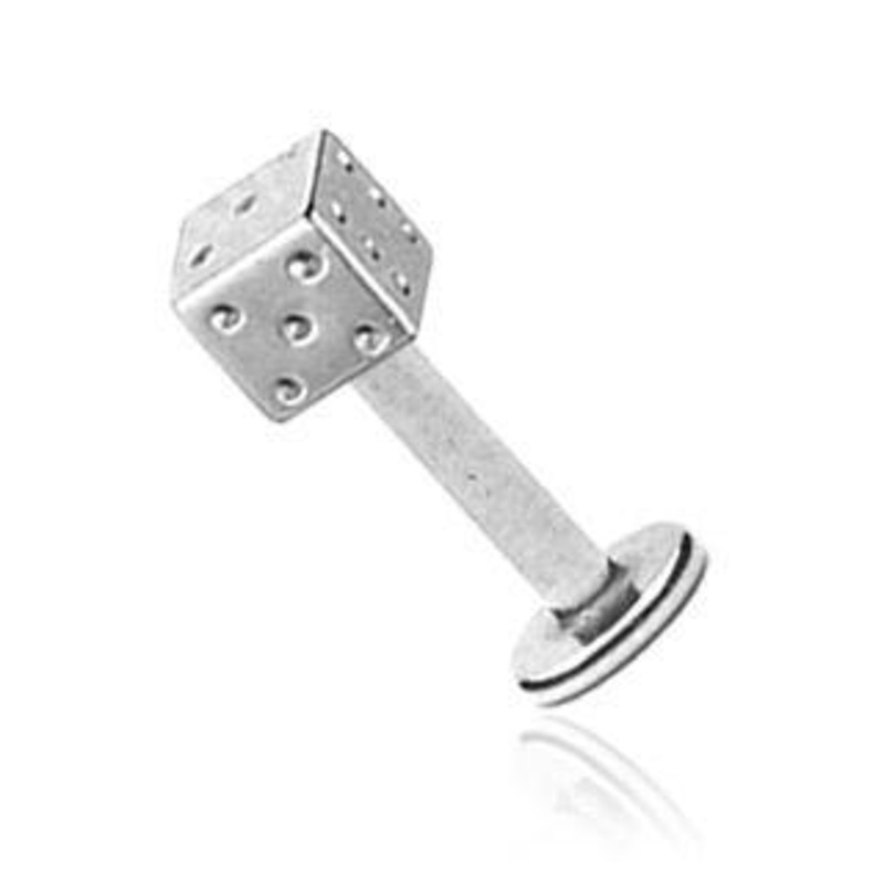 14g Dice Stainless Labret 14g – 3/8″ long (10mm) Stainless Steel