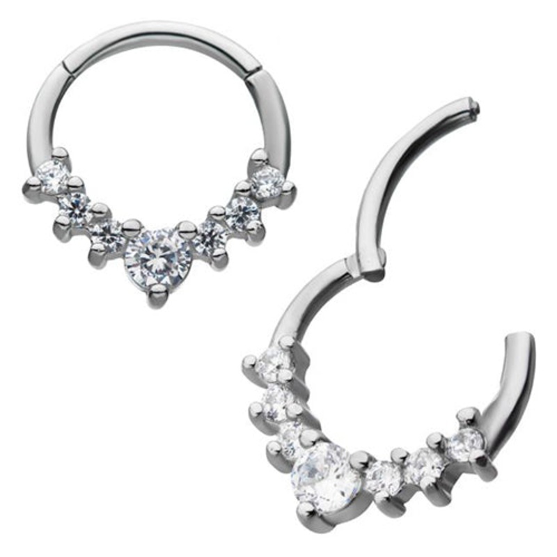 7-Prong CZ Hinged Segment Ring 16g – 11/32″ diameter (9mm) Clear Stainless Steel