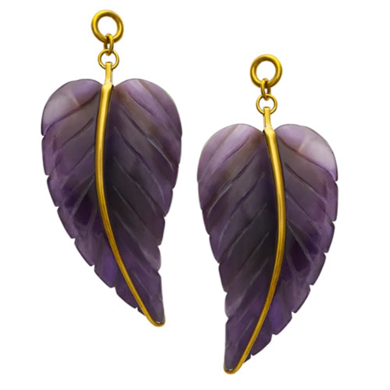 Amethyst Leaf Pendants by Diablo Organics 35mm Small Amethyst Pair