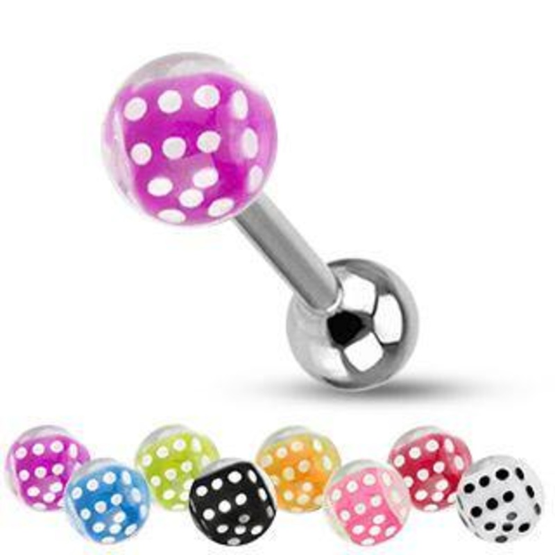 Dice Bubble Tongue Barbell 14g – 5/8″ long (16mm) Blue