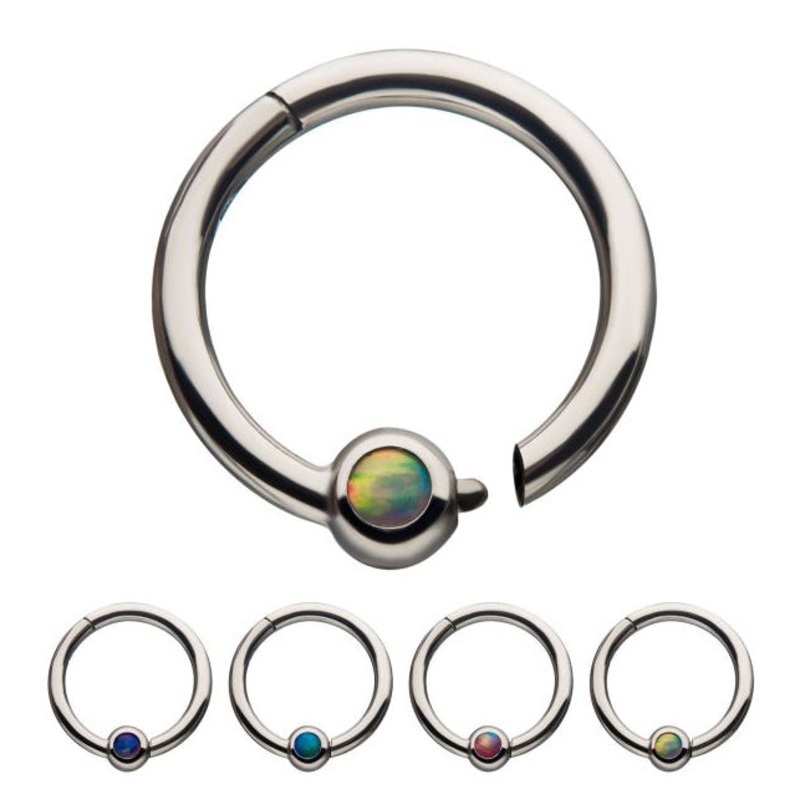 Opal Stainless Hinged Segment Ring 16g – 5/16″ diameter (8mm) Purple Stainless Steel