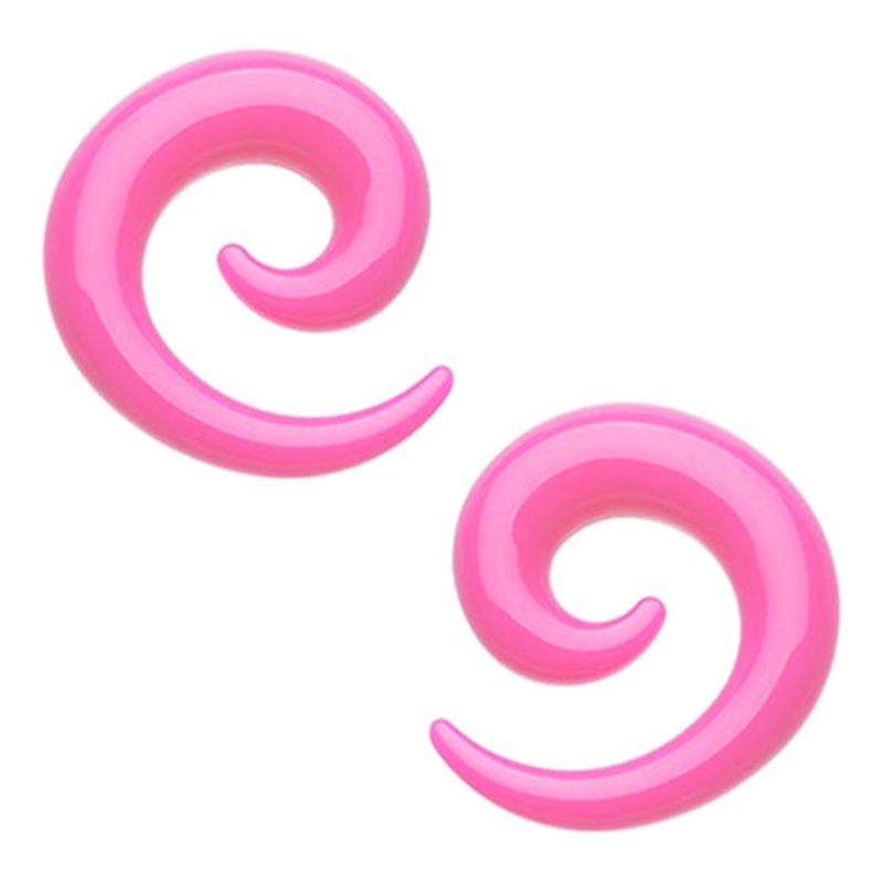 Pink Acrylic Spirals 8 gauge (3mm) Pink Pair