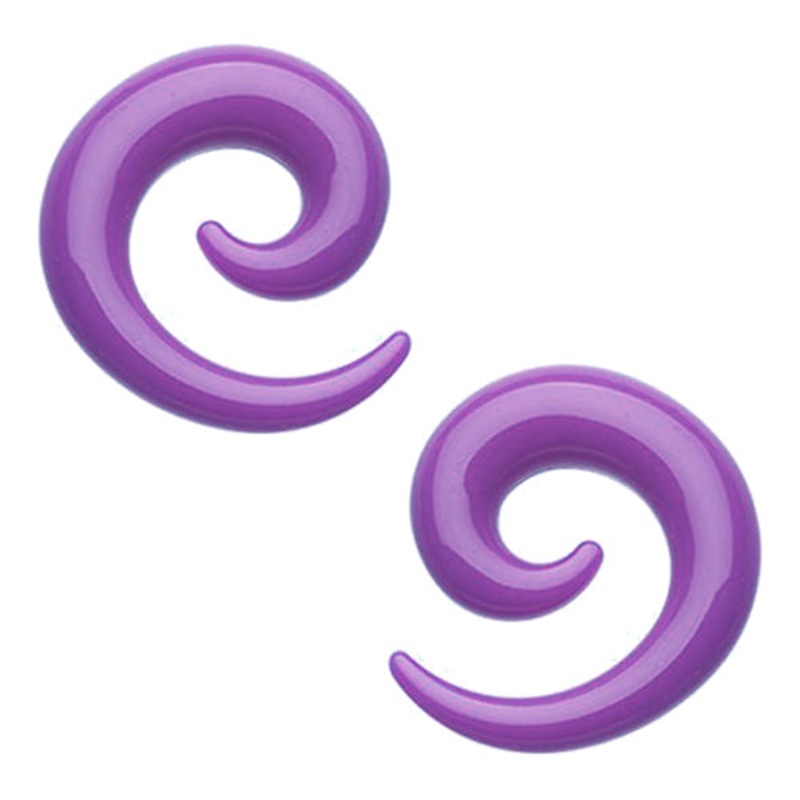 Purple Acrylic Spirals 8 gauge (3mm) Purple Pair