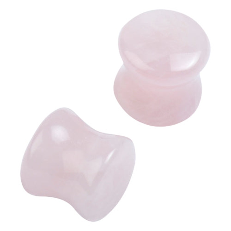 Rose Quartz Convex Plugs 8 gauge (3mm) Rose Quartz