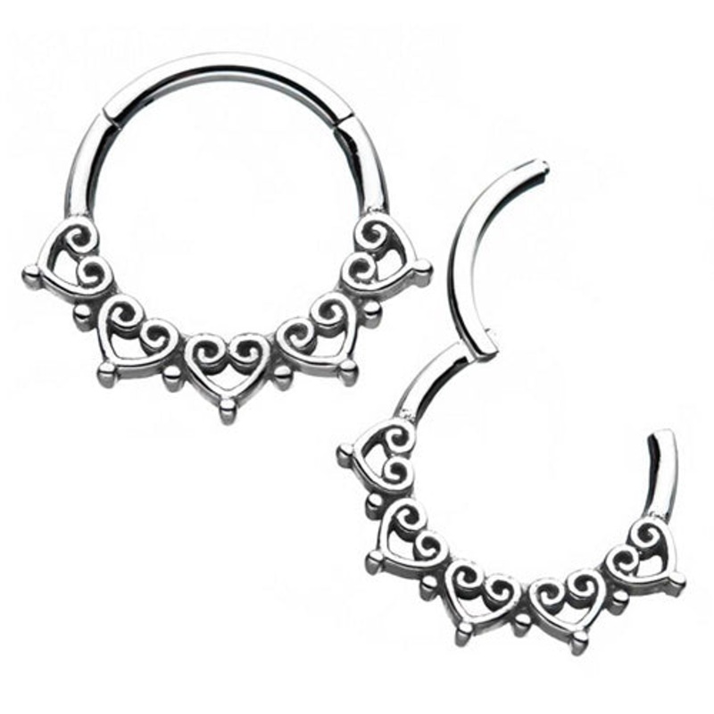 Stainless Heart Hinged Segment Ring 16g – 3/8″ diameter (10mm) Stainless Steel