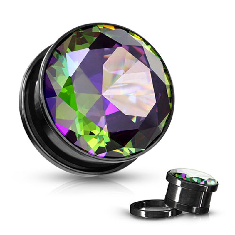 Vitrail CZ Black Screw-On Plugs 8 gauge (3mm) Black Pair