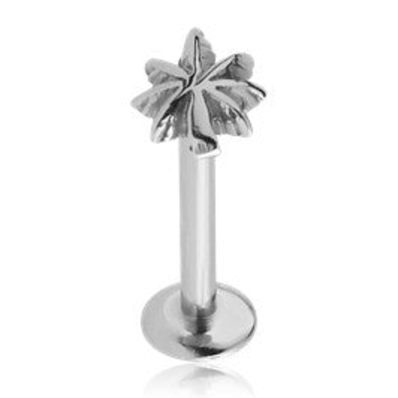 16g Cannabis Leaf Stainless Labret 16g – 5/16″ long (8mm) Stainless Steel