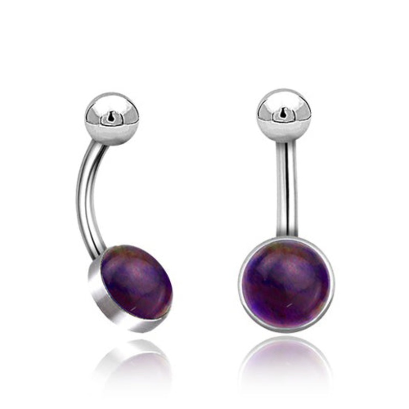 Amethyst Stainless Belly Barbell 14g – 3/8″ long (10mm) Amethyst Stainless Steel