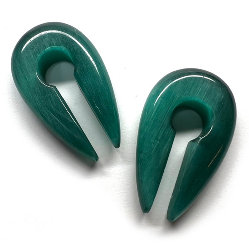 Aqua Cat’s Eye Keyhole Ear Weights 2 gauge (6mm) Aqua Pair