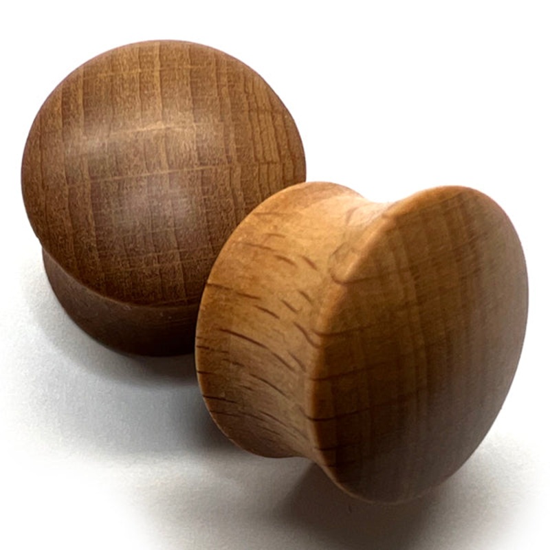 Beech Wood Convex Front Plugs 8 gauge (3mm) – 8mm wearable Beech