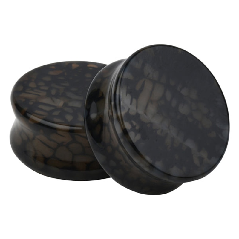 Black Dragon Vein Agate Plugs 2 gauge (6mm) Black