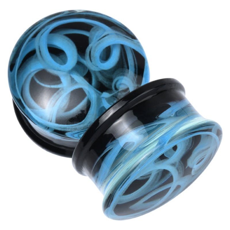 Blue Vapor Glass Plugs 2 gauge (6mm) Blue Pair