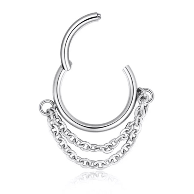 Double Chain Dangle Hinged Segment Ring 16g – 5/16″ diameter (8mm) Stainless Steel