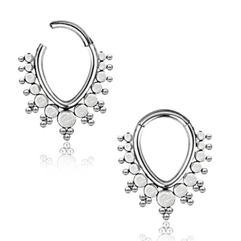 Flat Beaded V-Shape Hinged Segment Ring 16g – 5/16″ diameter (8mm) Stainless Steel