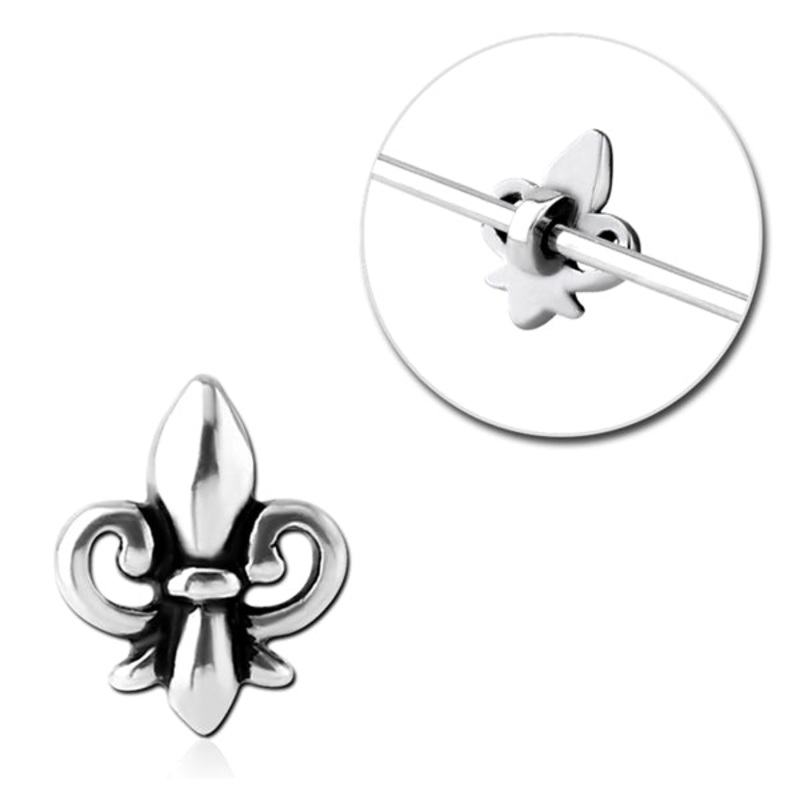 Fleur-de-lis Stainless Barbell Charm 8x10mm Stainless Steel