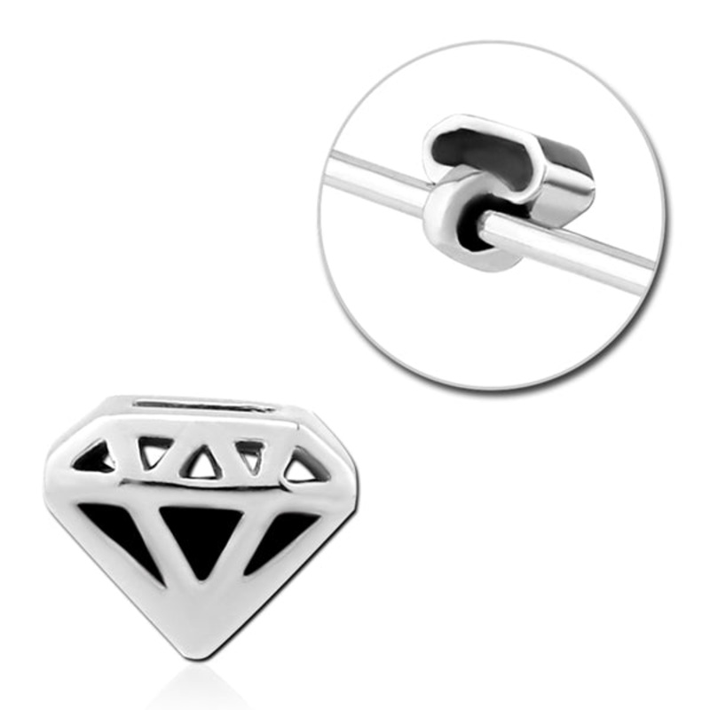 Gemstone Stainless Barbell Charm 6×7.4mm Stainless Steel