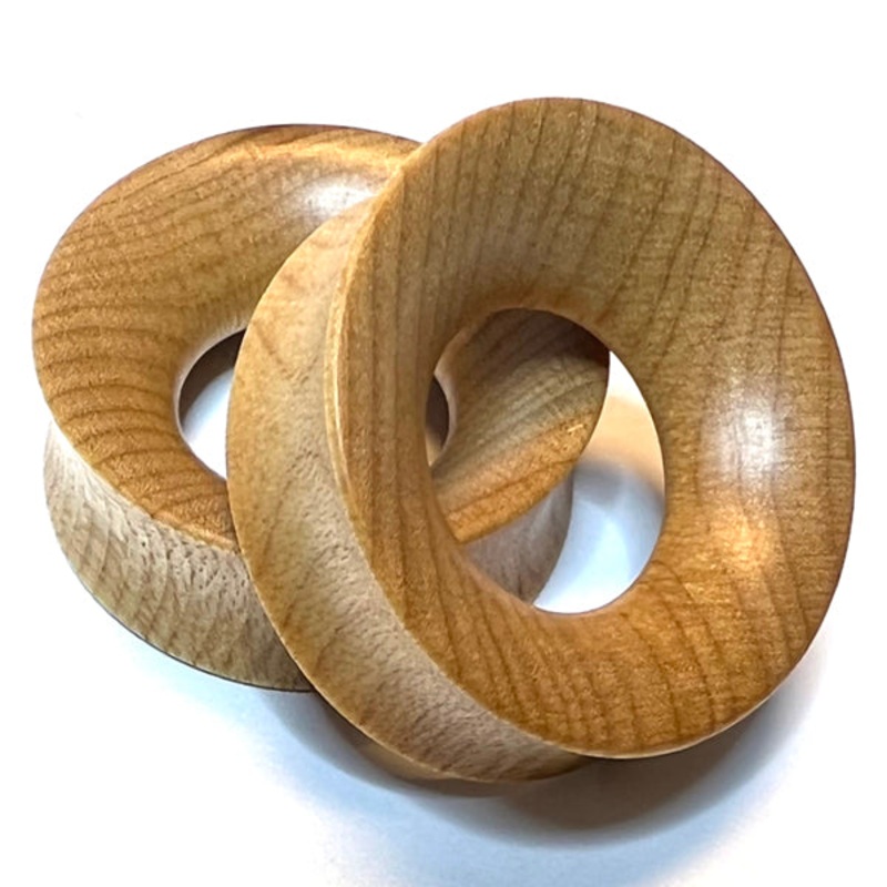 Poplar Wood Concave Tunnels 2 gauge (6mm) – 8mm wearable Poplar