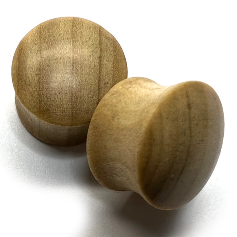 Poplar Wood Convex Front Plugs 8 gauge (3mm) – 8mm wearable Poplar