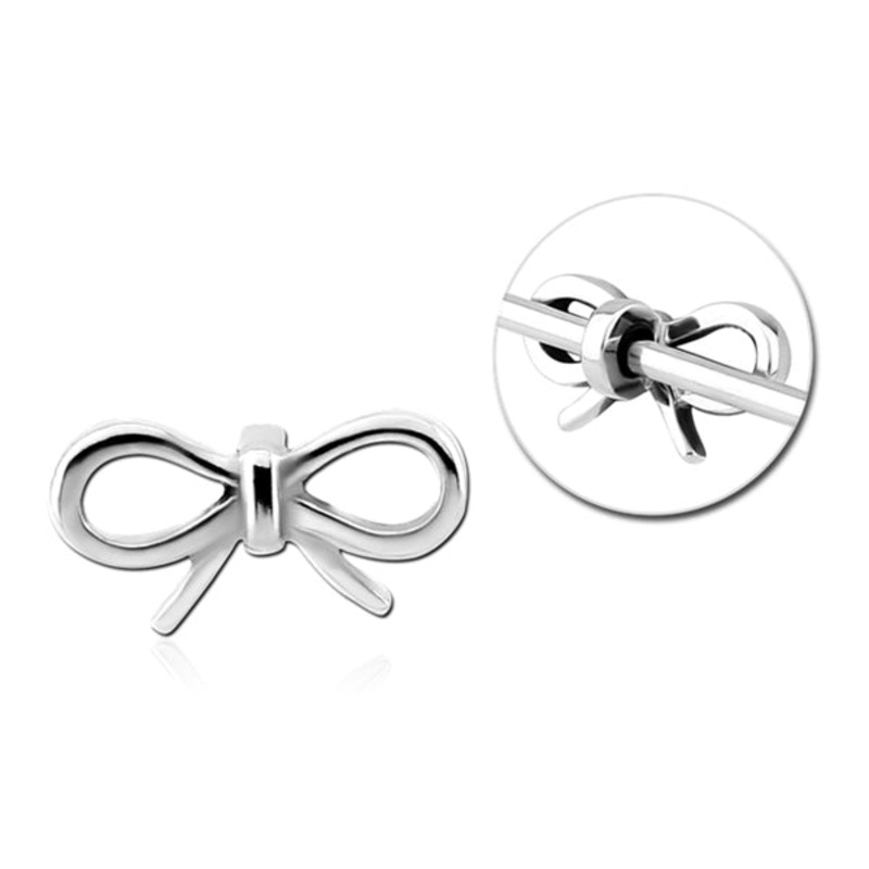 Ribbon Stainless Barbell Charm 7.2×13.7mm Stainless Steel