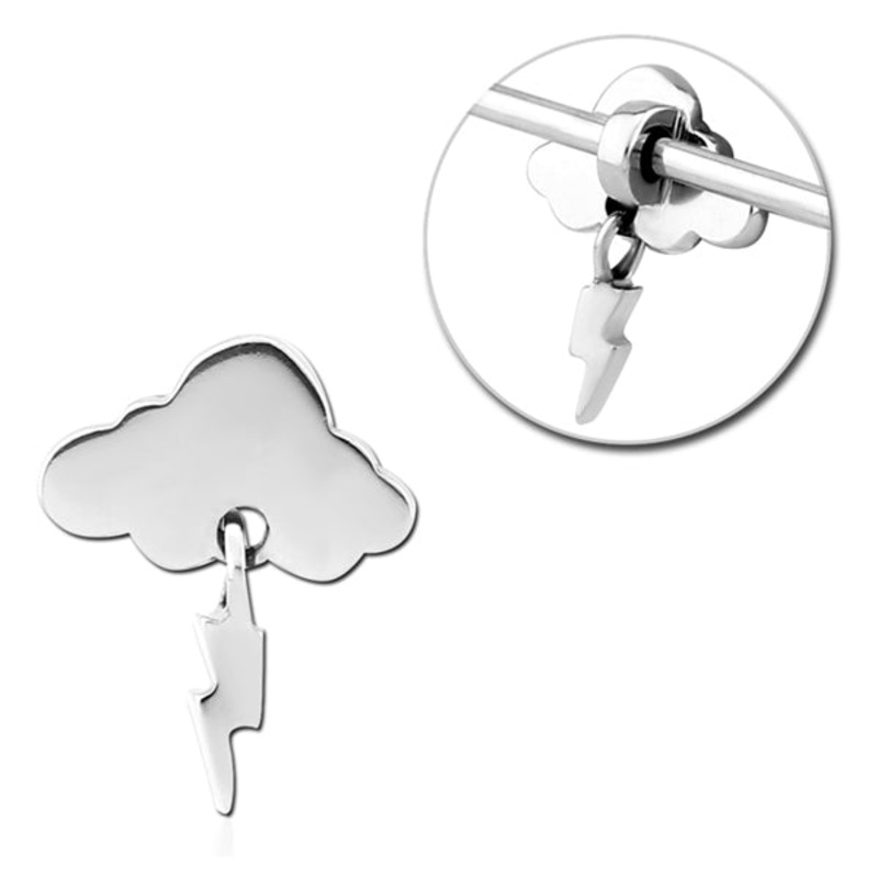 Thundercloud Stainless Barbell Charm 11.4x14mm Stainless Steel