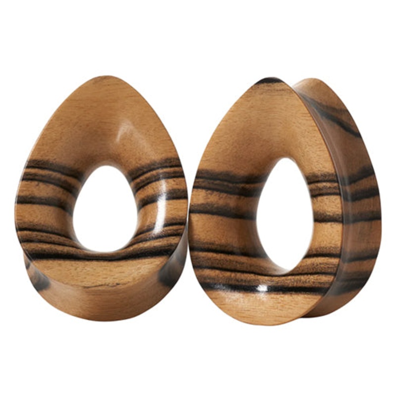 Tiger Ebony Teardrop Eyelets by Diablo Organics 1-1/4 inch (32mm) Tiger Ebony Pair
