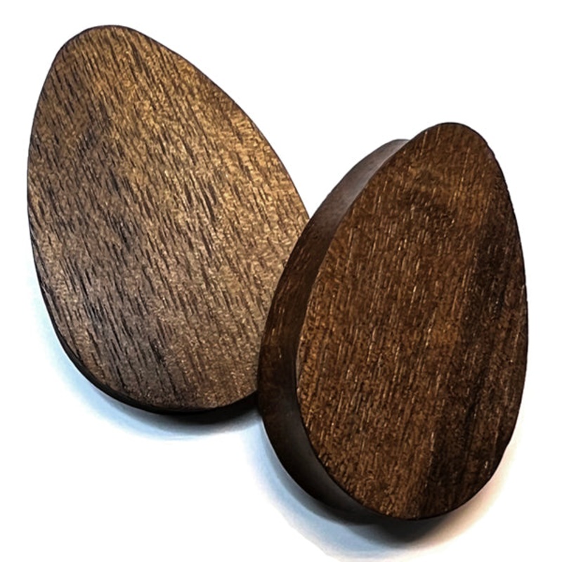 Walnut Wood Teardrop Plugs 00 gauge (10mm) – 8mm wearable Walnut