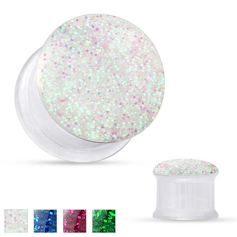 Acrylic Glitter Plugs 4 gauge (5mm) Hot Pink