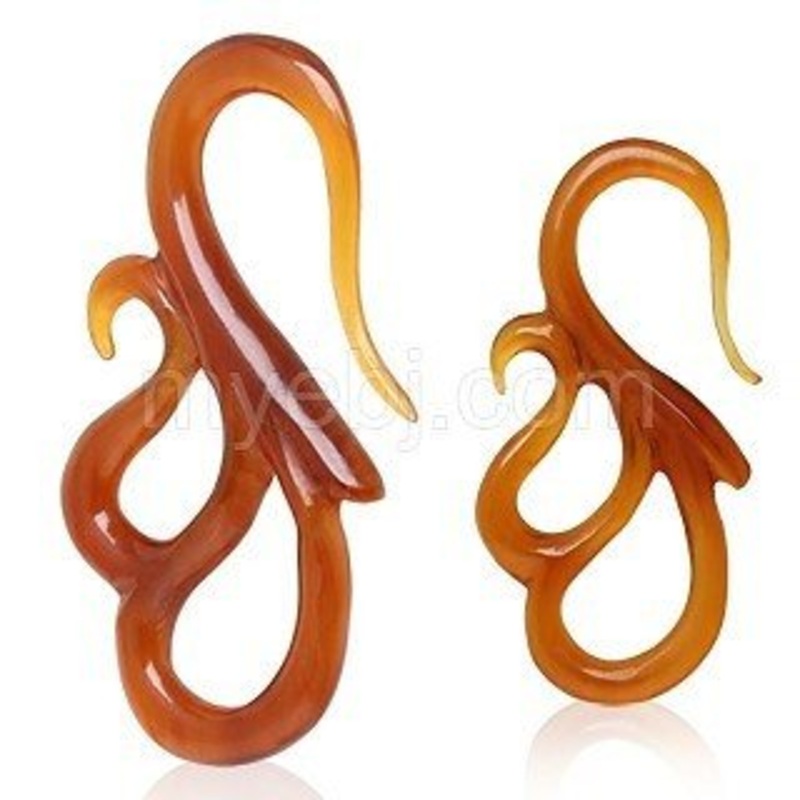 Amber Horn Hooks 8 gauge (3mm) Brown Horn Pair